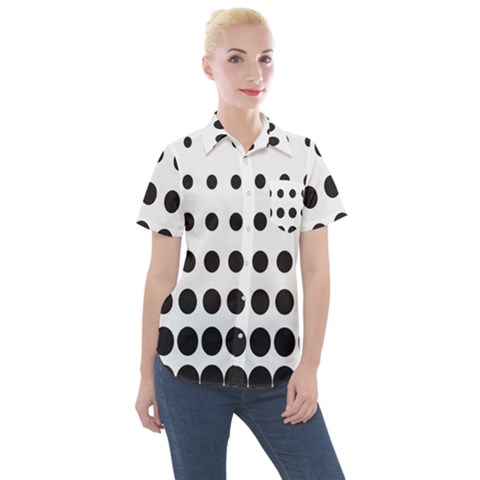 Halftone Pattern Dot Modern Retro Texture Circle Women s Short Sleeve Pocket Shirt by artworkshop