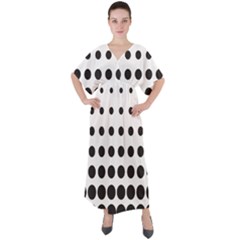 Halftone Pattern Dot Modern Retro Texture Circle V-neck Boho Style Maxi Dress by artworkshop