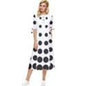 Halftone Pattern Dot Modern Retro Texture Circle Bow Sleeve Chiffon Midi Dress View1