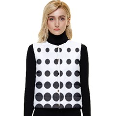 Halftone Pattern Dot Modern Retro Texture Circle Women s Short Button Up Puffer Vest by artworkshop