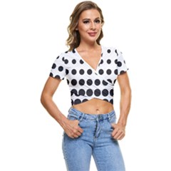 Halftone Pattern Dot Modern Retro Texture Circle Short Sleeve Foldover Tee by artworkshop