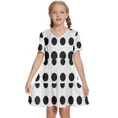 Halftone Pattern Dot Modern Retro Texture Circle Kids  Short Sleeve Tiered Mini Dress