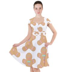 Happy Birthday Pattern Christmas Biscuits Pastries Cap Sleeve Midi Dress