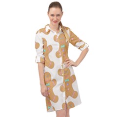 Happy Birthday Pattern Christmas Biscuits Pastries Long Sleeve Mini Shirt Dress by artworkshop