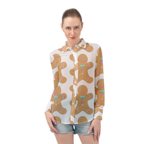 Happy Birthday Pattern Christmas Biscuits Pastries Long Sleeve Chiffon Shirt by artworkshop