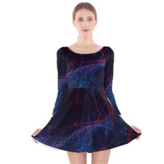 Abstract Painting Feathers Beautiful Long Sleeve Velvet Skater Dress by artworkshop