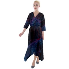 Abstract Painting Feathers Beautiful Quarter Sleeve Wrap Front Maxi Dress by artworkshop