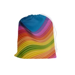  Rainbow Pattern Lines Drawstring Pouch (large) by artworkshop