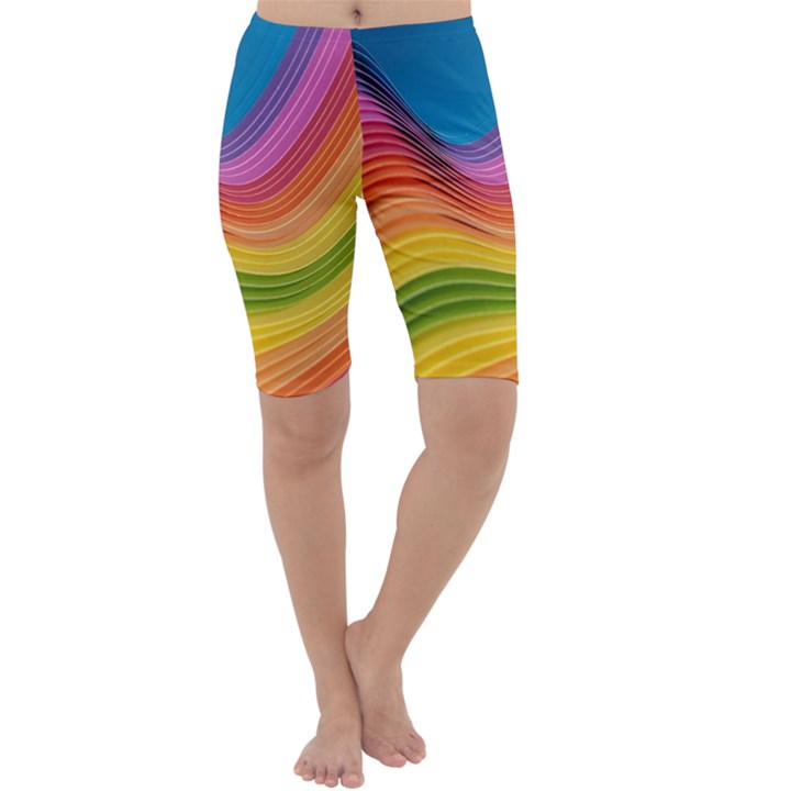  Rainbow Pattern Lines Cropped Leggings 