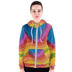  Rainbow Pattern Lines Women s Zipper Hoodie