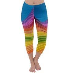  Rainbow Pattern Lines Capri Winter Leggings  by artworkshop