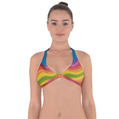  Rainbow Pattern Lines Halter Neck Bikini Top by artworkshop