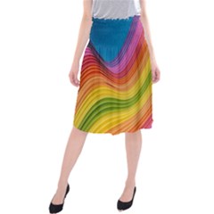  Rainbow Pattern Lines Midi Beach Skirt by artworkshop