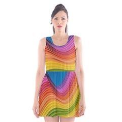  Rainbow Pattern Lines Scoop Neck Skater Dress by artworkshop