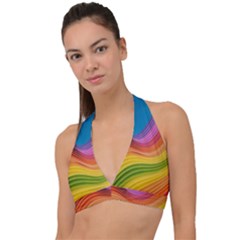  Rainbow Pattern Lines Halter Plunge Bikini Top by artworkshop