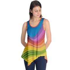  Rainbow Pattern Lines Sleeveless Tunic