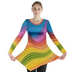  Rainbow Pattern Lines Long Sleeve Tunic  by artworkshop