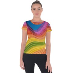  Rainbow Pattern Lines Short Sleeve Sports Top  by artworkshop