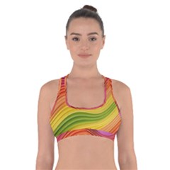  Rainbow Pattern Lines Cross Back Sports Bra