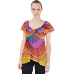  Rainbow Pattern Lines Lace Front Dolly Top by artworkshop