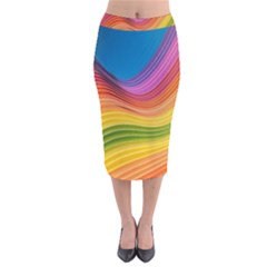  Rainbow Pattern Lines Velvet Midi Pencil Skirt by artworkshop