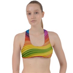  Rainbow Pattern Lines Criss Cross Racerback Sports Bra