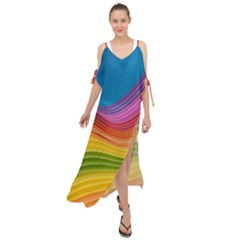  Rainbow Pattern Lines Maxi Chiffon Cover Up Dress by artworkshop