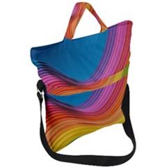  Rainbow Pattern Lines Fold Over Handle Tote Bag by artworkshop