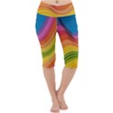  Rainbow Pattern Lines Lightweight Velour Cropped Yoga Leggings View1