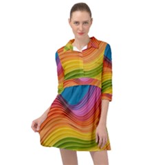  Rainbow Pattern Lines Mini Skater Shirt Dress by artworkshop