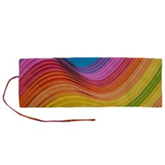  Rainbow Pattern Lines Roll Up Canvas Pencil Holder (m)