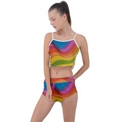  Rainbow Pattern Lines Summer Cropped Co-ord Set by artworkshop