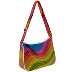  Rainbow Pattern Lines Zip Up Shoulder Bag by artworkshop