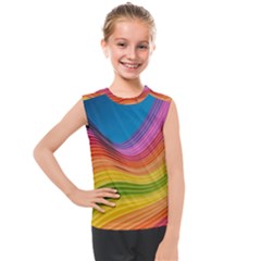  Rainbow Pattern Lines Kids  Mesh Tank Top by artworkshop