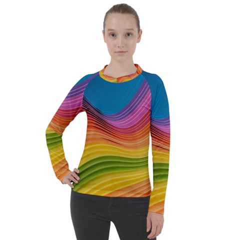  Rainbow Pattern Lines Women s Pique Long Sleeve Tee by artworkshop