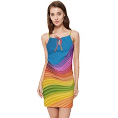  Rainbow Pattern Lines Summer Tie Front Dress by artworkshop