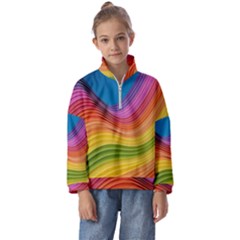  Rainbow Pattern Lines Kids  Half Zip Hoodie by artworkshop