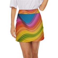  Rainbow Pattern Lines Mini Front Wrap Skirt by artworkshop