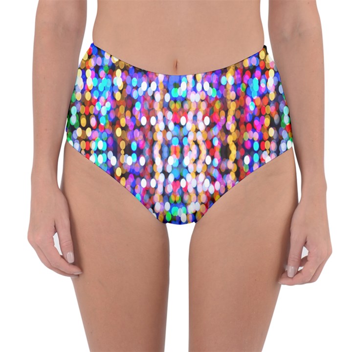 Abstract Background Blur Reversible High-Waist Bikini Bottoms