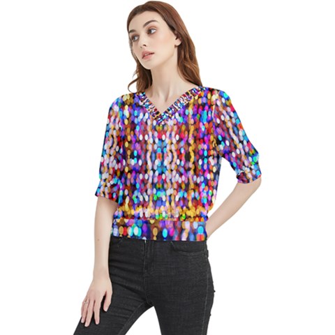 Abstract Background Blur Quarter Sleeve Blouse by artworkshop