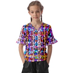 Abstract Background Blur Kids  V-neck Horn Sleeve Blouse by artworkshop