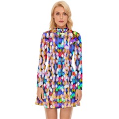 Abstract Background Blur Long Sleeve Velour Longline Dress by artworkshop