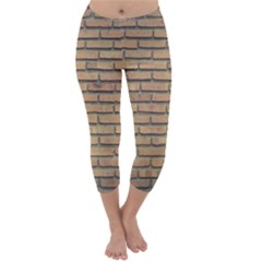 Bricks Wall Red  Capri Winter Leggings  by artworkshop