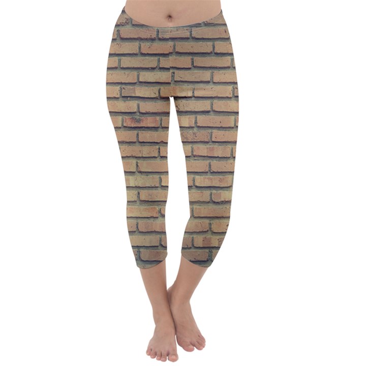 Bricks Wall Red  Capri Winter Leggings 