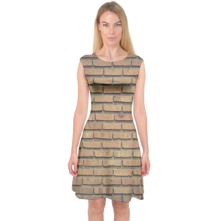 Bricks Wall Red  Capsleeve Midi Dress