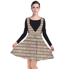 Bricks Wall Red  Plunge Pinafore Dress by artworkshop