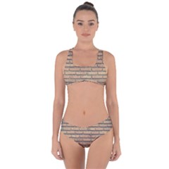 Bricks Wall Red  Criss Cross Bikini Set by artworkshop