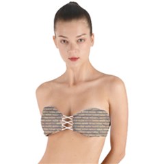 Bricks Wall Red  Twist Bandeau Bikini Top by artworkshop