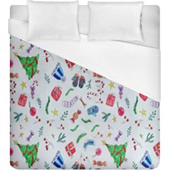 New Year Christmas Winter Watercolor Duvet Cover (king Size) by artworkshop