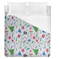 New Year Christmas Winter Watercolor Duvet Cover (queen Size) by artworkshop